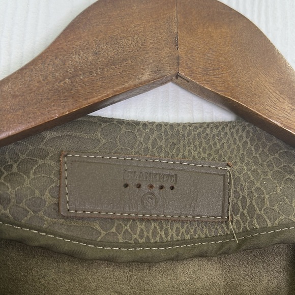 BLANK NYC - Fast Play Open Green Tan Crocodile Print Faux Leather Jacket Size S - Picture 8 of 11